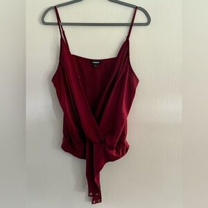 Express Women's Burgundy Wrap Camisole